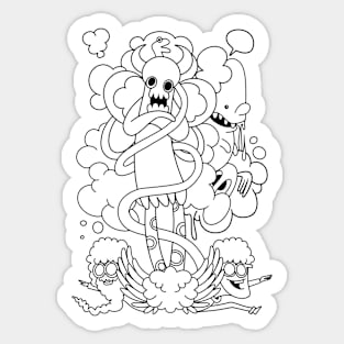 sketch illustration of  A cute monster and a friends Sticker